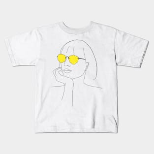 Girl With Yellow Sunglasses Kids T-Shirt